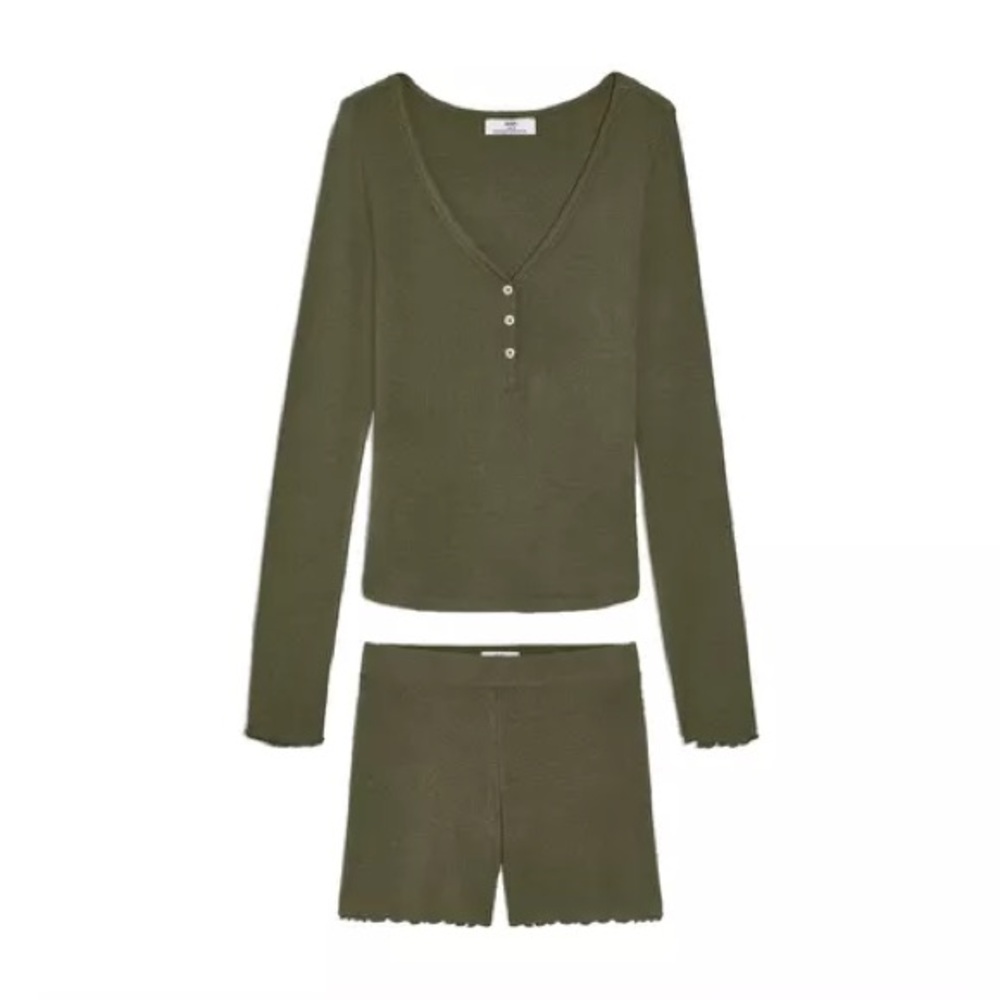 New with Tags Knix Modal Rib Henley Sleep Set Sz L $68 Large Soft Sold Out